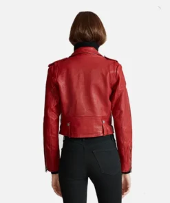 Women’s Moto Real Red Leather Jacket – Biker Red Jacket