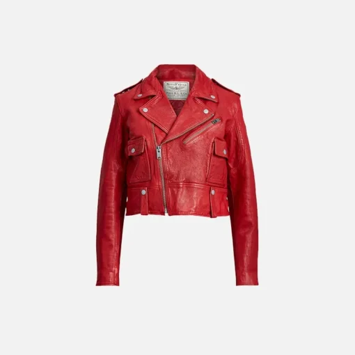 Women’s Moto Real Red Leather Jacket – Biker Red Jacket