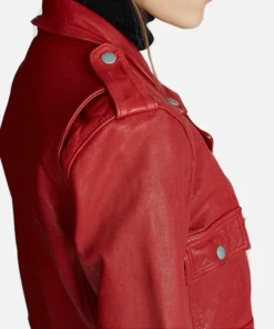 Women’s Moto Real Red Leather Jacket – Biker Red Jacket