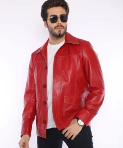 Fight Club Tyler Durden Mayhem Red Leather Jacket