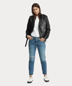 Women’s Lambskin Moto Leather Jacket