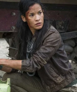 The Walking Dead Season 4 Luciana Galvez Brown Leather Jacket