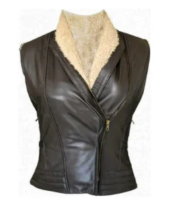 The Walking Dead Andrea Laurie Holden Brown Leather Vest