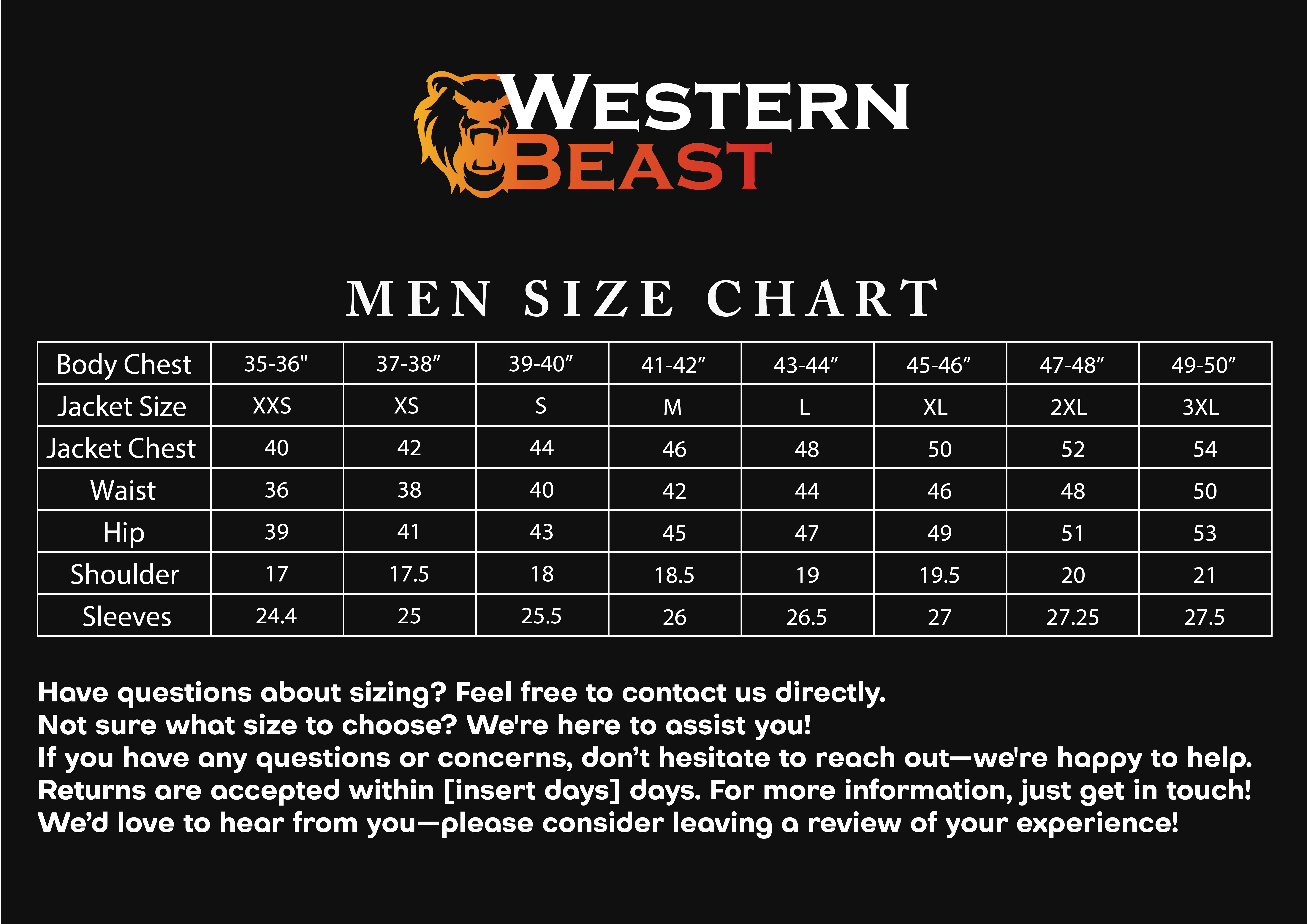 Men Size Chart