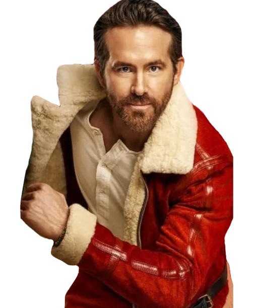 Ryan Reynolds Spirited Leather Jacket | Red Suede Christmas Leather Jacket