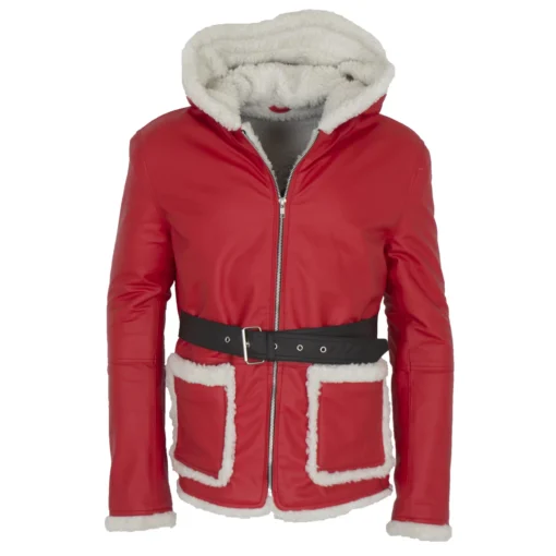 Santa Red Shearling Fur Leather Jacket