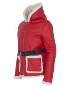 Santa Red Shearling Fur Leather Jacket